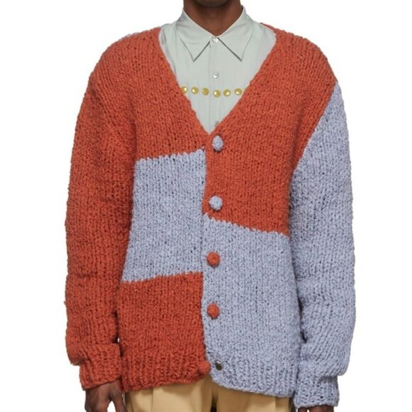 The Elder Statesman Chunky Color Block Knit Cardigan M/L​​​ - Picture 1 of 9